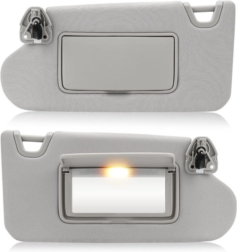 AEagle Left & Right Sun Visor with Vanity Light for 2013-2018 Nissan Altima Without Sunroof, Driver & Passenger Side Gray Sunvisor Replacement 96400-3TA2A - Image 1